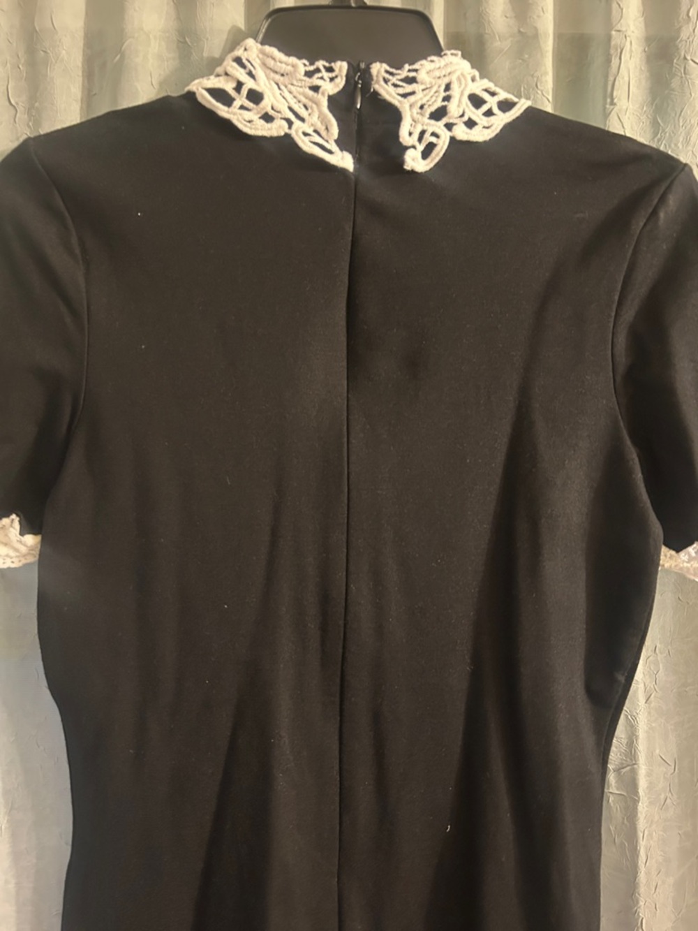 Fashion Nova Black Mini Dress with White Crochet Collar & Cuffs - Picture 3 of 3
